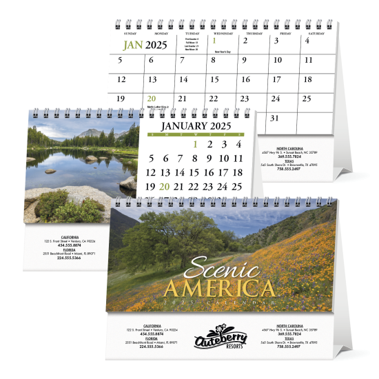 Scenic America Desk Tent Calendar