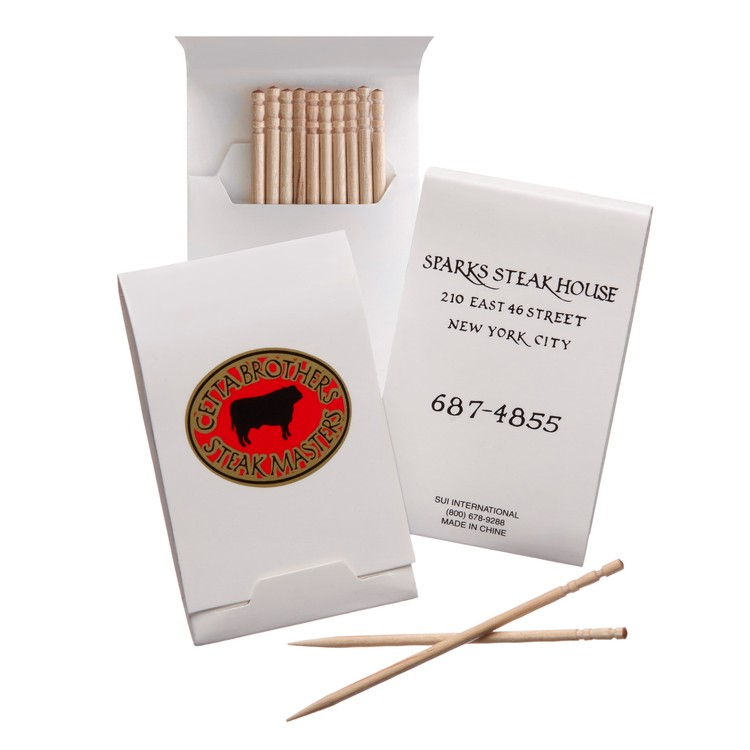Custom Printed Marketing Toothpick Packages -  Style 4042-10 -  Approximately 10  Toothpicks